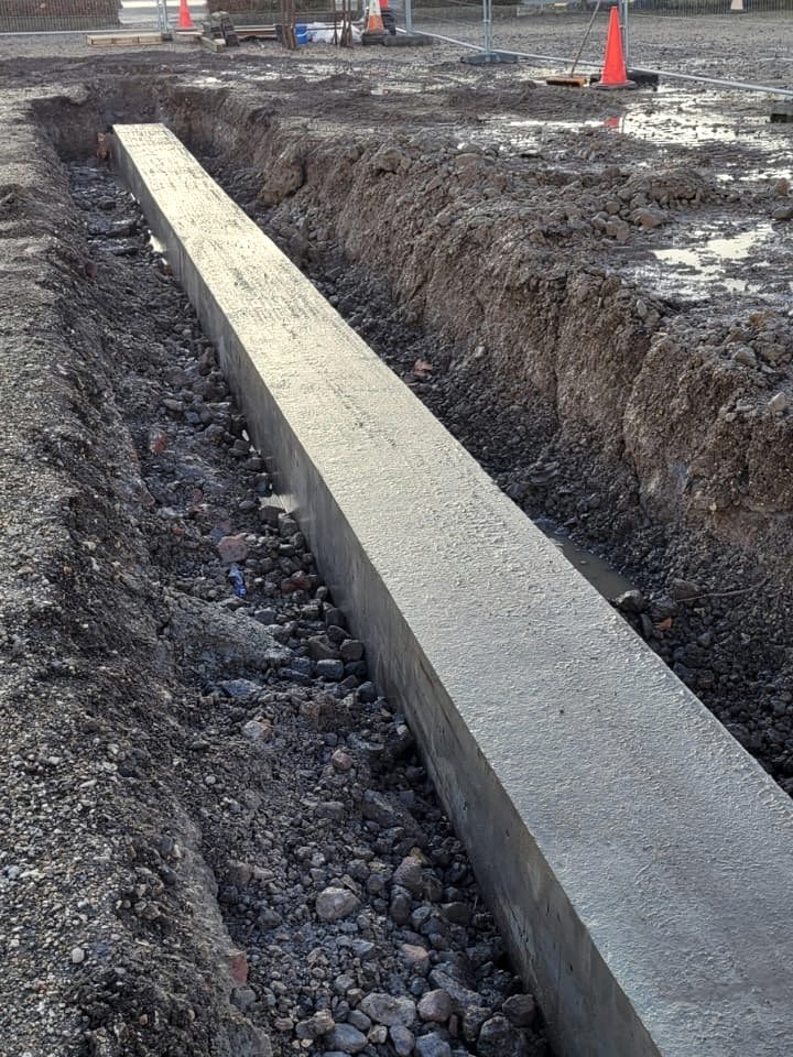 Completed concrete foundation